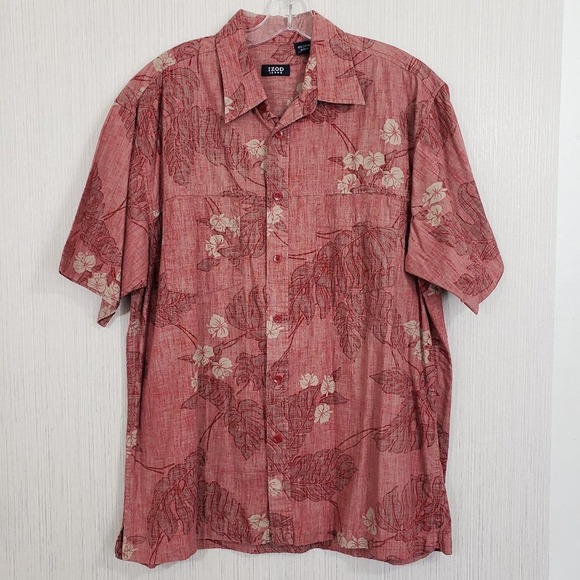 Izod jeans Hawaiian print short sleeve button up casual shirt - Picture 1 of 11